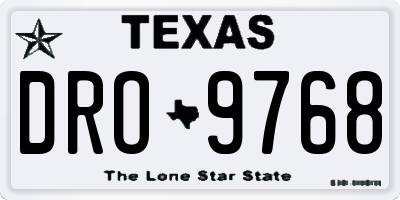 TX license plate DRO9768