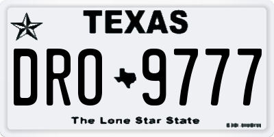 TX license plate DRO9777