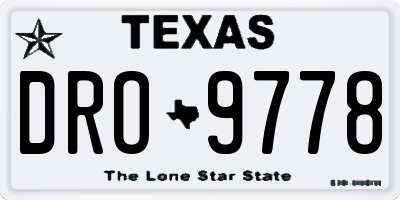 TX license plate DRO9778