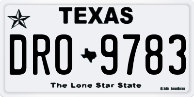 TX license plate DRO9783