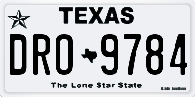 TX license plate DRO9784