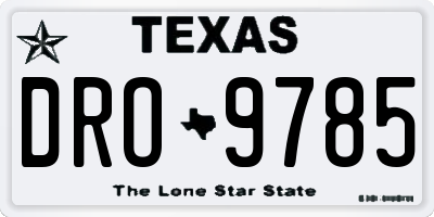 TX license plate DRO9785