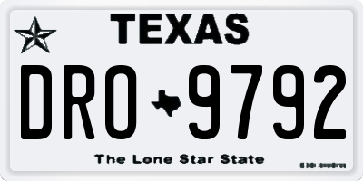 TX license plate DRO9792
