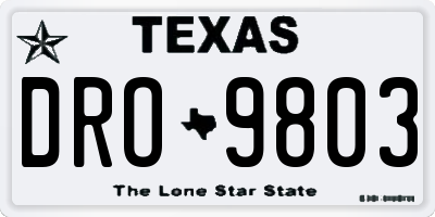 TX license plate DRO9803