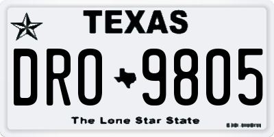 TX license plate DRO9805