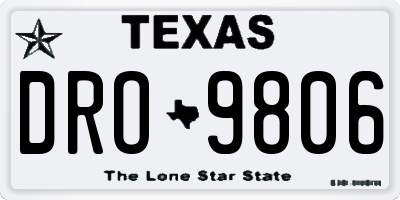 TX license plate DRO9806