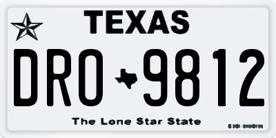 TX license plate DRO9812