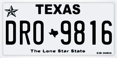 TX license plate DRO9816