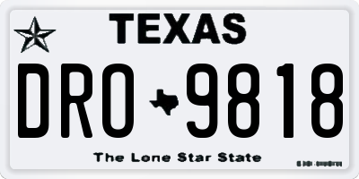 TX license plate DRO9818