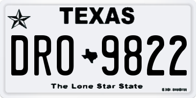 TX license plate DRO9822