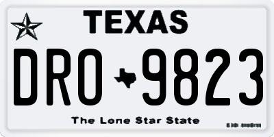TX license plate DRO9823
