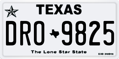 TX license plate DRO9825
