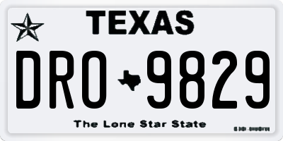 TX license plate DRO9829