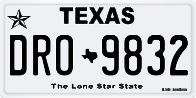 TX license plate DRO9832