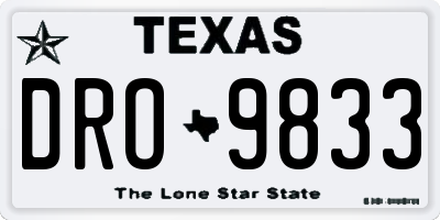 TX license plate DRO9833