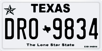 TX license plate DRO9834