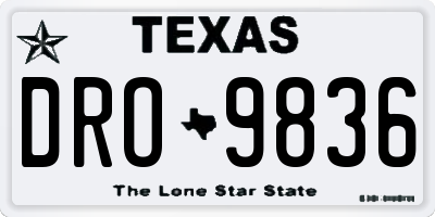 TX license plate DRO9836