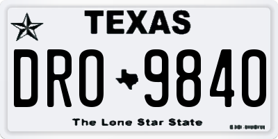 TX license plate DRO9840
