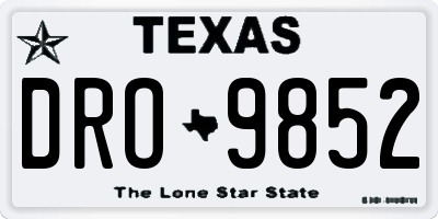 TX license plate DRO9852