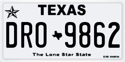 TX license plate DRO9862