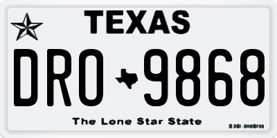 TX license plate DRO9868