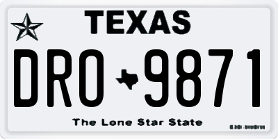 TX license plate DRO9871