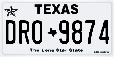 TX license plate DRO9874