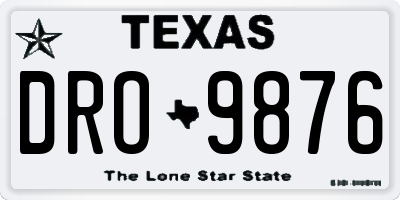 TX license plate DRO9876