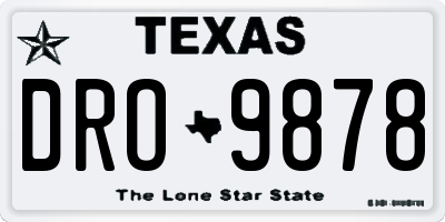TX license plate DRO9878