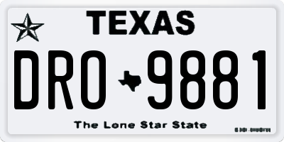 TX license plate DRO9881