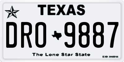 TX license plate DRO9887