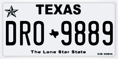 TX license plate DRO9889