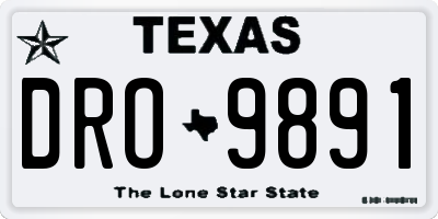 TX license plate DRO9891