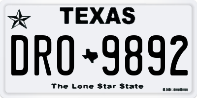 TX license plate DRO9892
