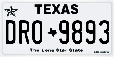 TX license plate DRO9893