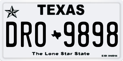 TX license plate DRO9898