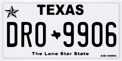 TX license plate DRO9906