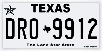 TX license plate DRO9912