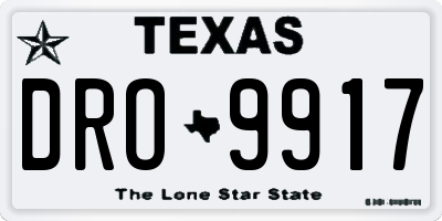 TX license plate DRO9917
