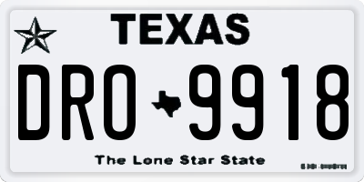 TX license plate DRO9918