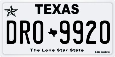 TX license plate DRO9920