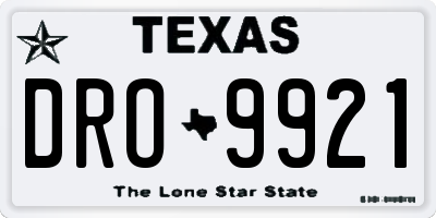 TX license plate DRO9921
