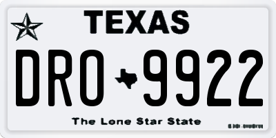 TX license plate DRO9922