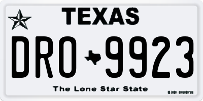 TX license plate DRO9923