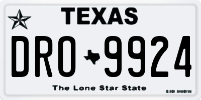 TX license plate DRO9924