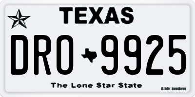 TX license plate DRO9925