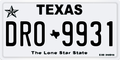 TX license plate DRO9931