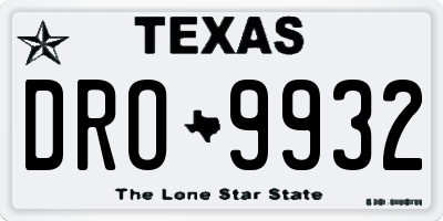 TX license plate DRO9932