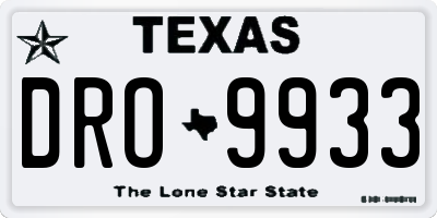 TX license plate DRO9933