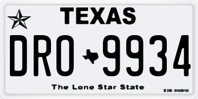 TX license plate DRO9934